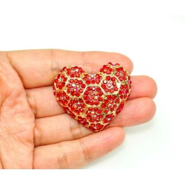 Brooches & Pins Red Heart Valentine Crystal Rhinestone Brooch Pin gold Pendant Jewelry Gift