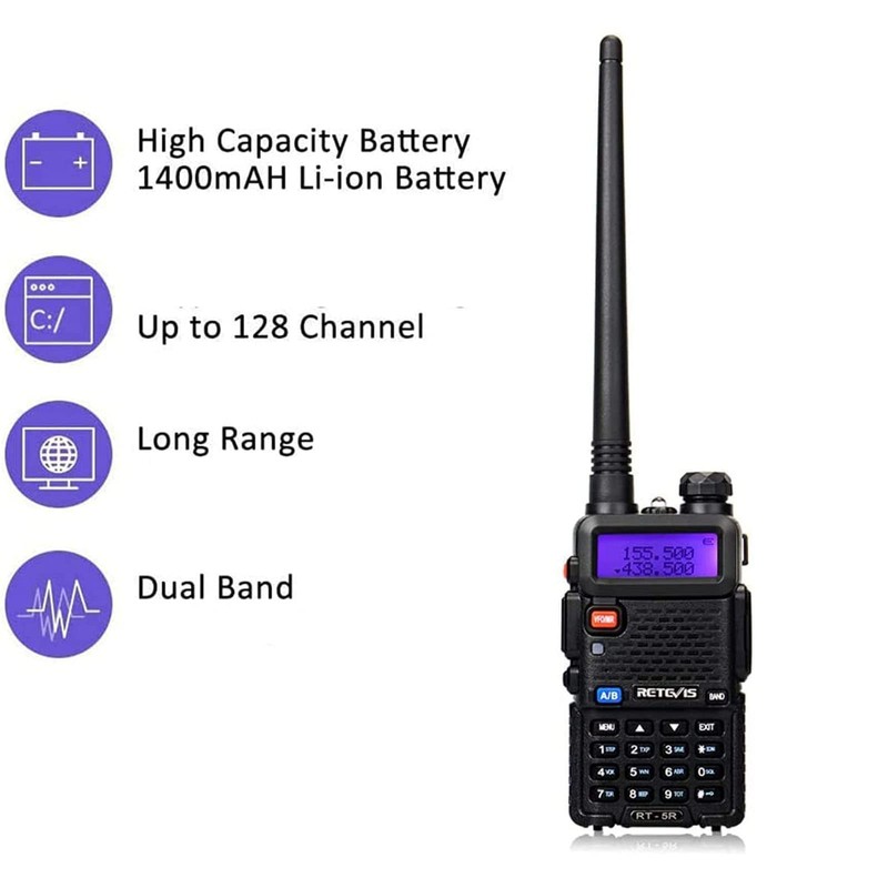Retevis RT-5R Dual Band Two Way Radios Long Range, High