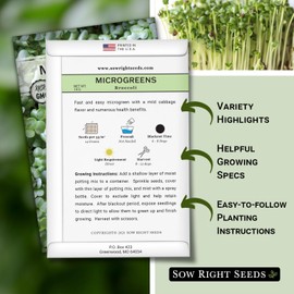 Sow Right Seeds - Broccoli Microgreen Seed for Growing - Instructions to Grow Your Own Delicious and Healthy Microgreens - Plant Indoors with no Special Equipment - Super Easy Superfood Sprouts