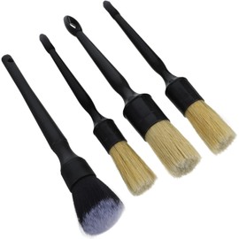 MAGICLULU Cepillos para Detallado Automotriz De Pelo De Jabalí Natural Kit De 4 Cepillos PortáTiles para Limpieza Interior De Auto Ideales para Tablero Consola Y Detalles del Coche