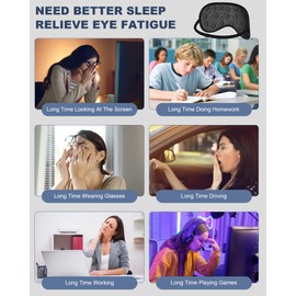 Sleep Eye Mask for Men Women - Graphene Far Infrared Sleeping Mask with 20 Built-in Magnets, Side Sleeper 100% Blackout Night Blindfold Eye Shade Cover with Adjustable Strap for Travel Nap (Large)