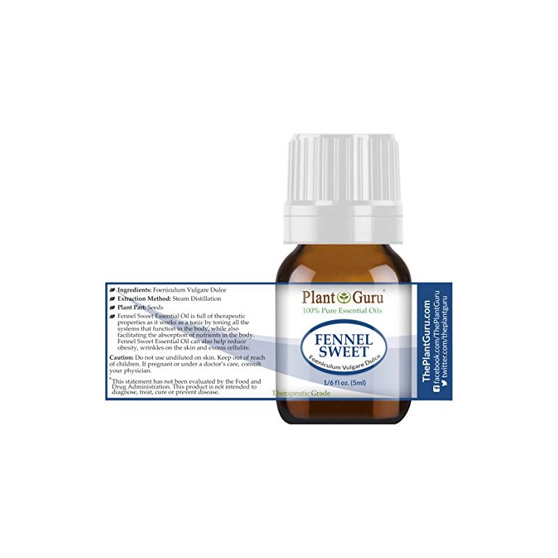 Fennel Sweet Essential Oil 5 ml 100% Pure Undiluted Therapeutic
