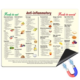 Anti-Inflammatory Diet Magnetic Cheat Sheet – Complete Foods List Chart, Nutrition Guide for Beginners, Kitchen & Dining Room Reference Magnet, 8x12in