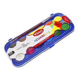 2 Estuches de Acuarelas Vinci 12 colores con pincel