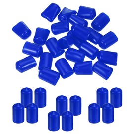 PATIKIL Round Rubber End Caps 12.5mm ID, 50 Pcs Rubber Bolt Covers Caps Vinyl Rubber Flexible Screw Thread Protectors for Metal Tube Rod Bolts, Blue