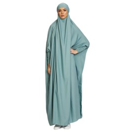BRONG Women's Muslim One Piece Prayer Dress Abaya Muslim Women's Jilbab Women Dress Muslin Women's Dubai Turkey Robe Prayer Jilbab Full Body Maxi Dress with Hijab, Green
