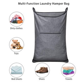 Hanging Laundry Hamper, Hanging Hamper with Free Hanging Hooks, XL-Large (35L x 22W Inch)Space Saving Hanging Laundry Hamper Bag and Bathroom Over The Door Hamper (Pop Heather Grey)