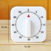 White Timer, 60 Minutes Kitchen Cook Square Timer Mechanical Countdown