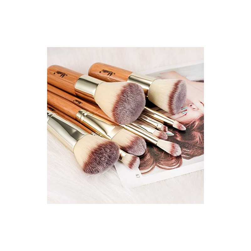 Matto 9-Piece Bamboo Makeup Brush Set with Travel Bag