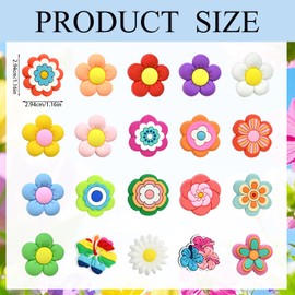20pcs Flower Focal Beads, Silicone Flower Beads Colorful Boho Flowers Pen Beads for Jewelry Making Keychain DIY Crafts Necklace Bracelet Gift Lanyards Accessories