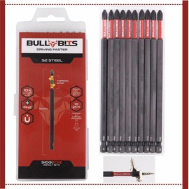 10x Bull Bits 150mm PH2 Impact Screwdriver Drill Driver Bits Set Phillips No.2 Compatible with DeWalt, Milwaukee, Bosch, Makita, and More