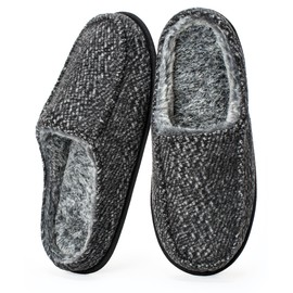 Cozylook Men's Slip-on Slippers, Memory Foam Padded House Moccasins, Non-Slip Sole Indoor/Outdoor, Soft Plush Lining, Cozy Christmas Gifts for Him Boyfriend Husband Dad Grandpa, Sizes 14-15