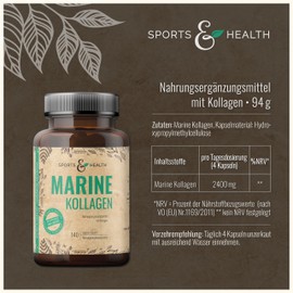 Marine Kollagen – 140 Marin Kollagen Kapseln Hochdosiert – 2400mg Collagen Kapseln Hochdosiert – Laborgeprüft – Reines Marine Collagen ohne unnötige Zusatzstoffe – Collagen Marine Collagen Hochdosiert