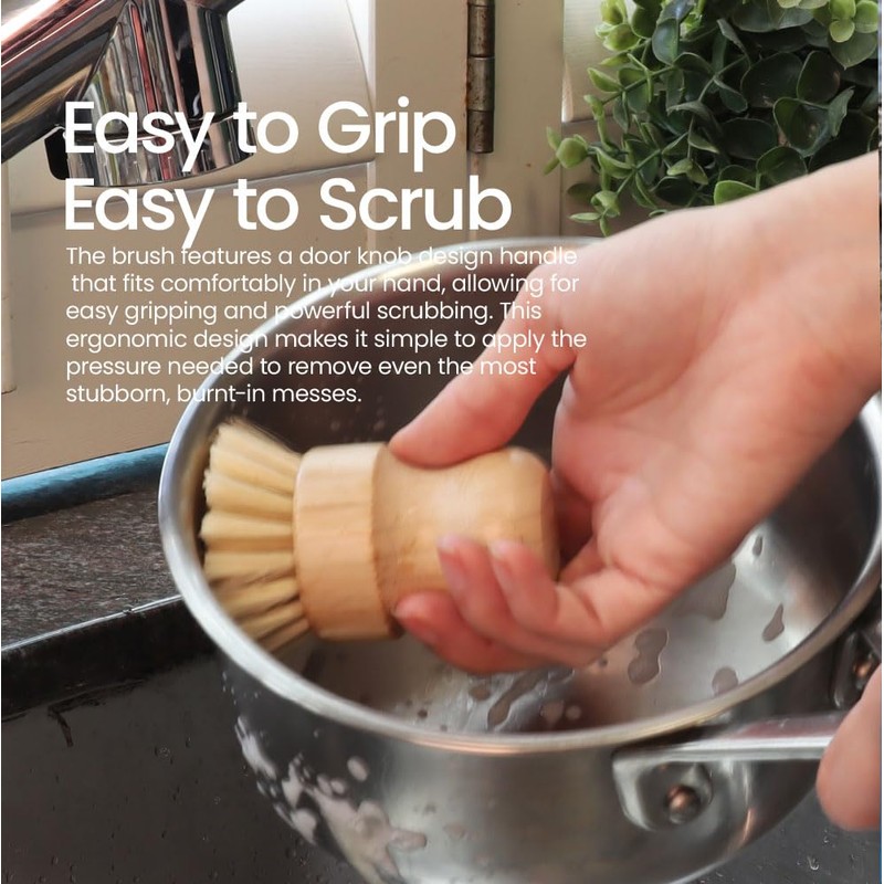 White Magic Eco Basics Plastic Free Pot Brush,Brown