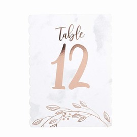 Luck and Luck Rose Gold Wedding Table Numbers 1-12