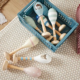 Bieco | Baby Rattle - Deer Ella | Set of 2 | 19 cm | Baby Maracas | Rattle Toys for Babies 0-6 Months | Montessori Baby Toys 0-6 Months | Baby rattles Wooden Maracas Baby Wooden rattles for Baby