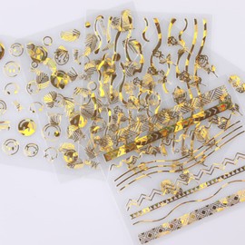 30 Sheets Gold Nail Stickers 3D Self-Adhesive Nail Decals Flower Line Lace Leaf Design Nail Art Stickers for Nail Art for Acrylic Nails DIY Nail Supplies for Women Girls