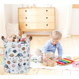 Sanjiaofen Kids Laundry Hamper,Ocean Laundry Basket Collapsible Boys and Girls Storage Baskets for Home Decor,Office,Toy Organizer,(Ocean)