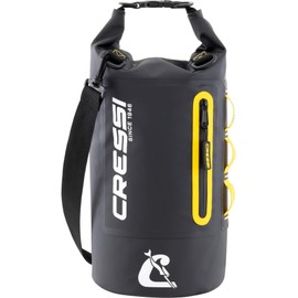Cressi since 1946 - Ocelot Dry Bag - Unisex Dry Waterproof Bag for Sea, Boat and Water Activities, Available in Small, Medium and Large Sizes, Black/Yellow 10 L