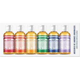 Dr. Bronner's Rainbow Set, Jabn de castilla multiuso orgnico y vegano, tamao viajero, 18 usos en 1 Aromas Variados (6 Pack)