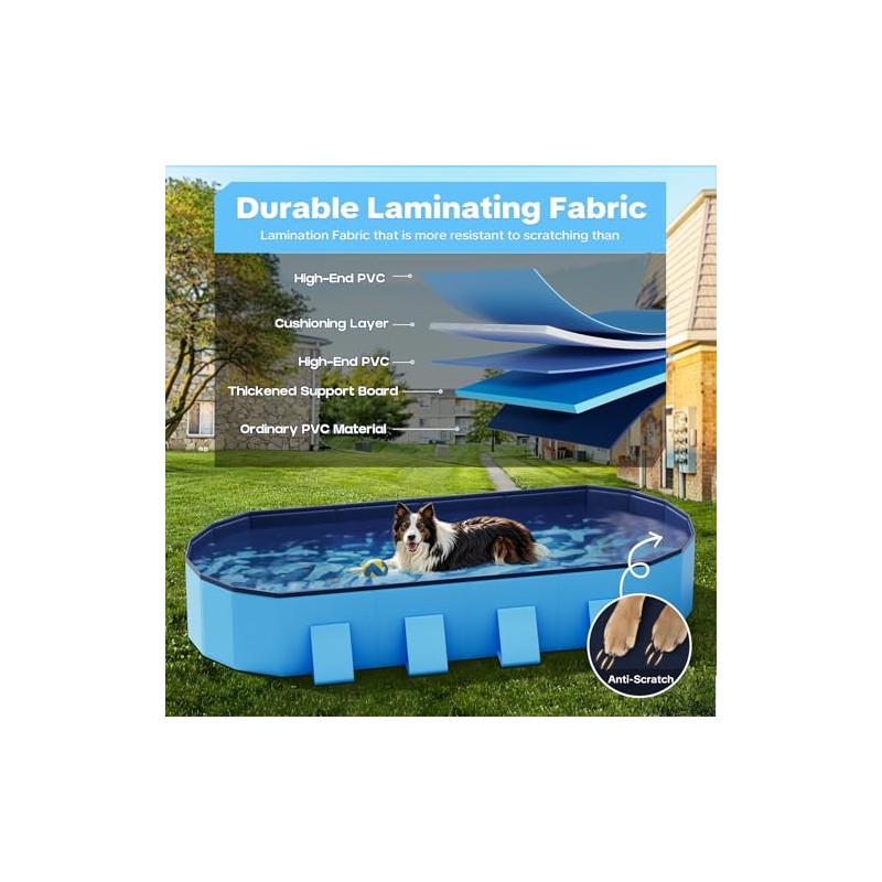 Raxurt Foldable Dog Pool, 82'' Extra Large Dog Pool for