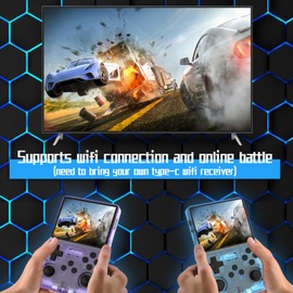 FVBADE[30000 in 1 R40S PRO Handheld Game Console 3.5 inch IPS Screen Mini Retro Console 3800mAh Portable Pocket Arcade 45+ Mainstream Emulator 256G TF Card Transparent.(Blue)