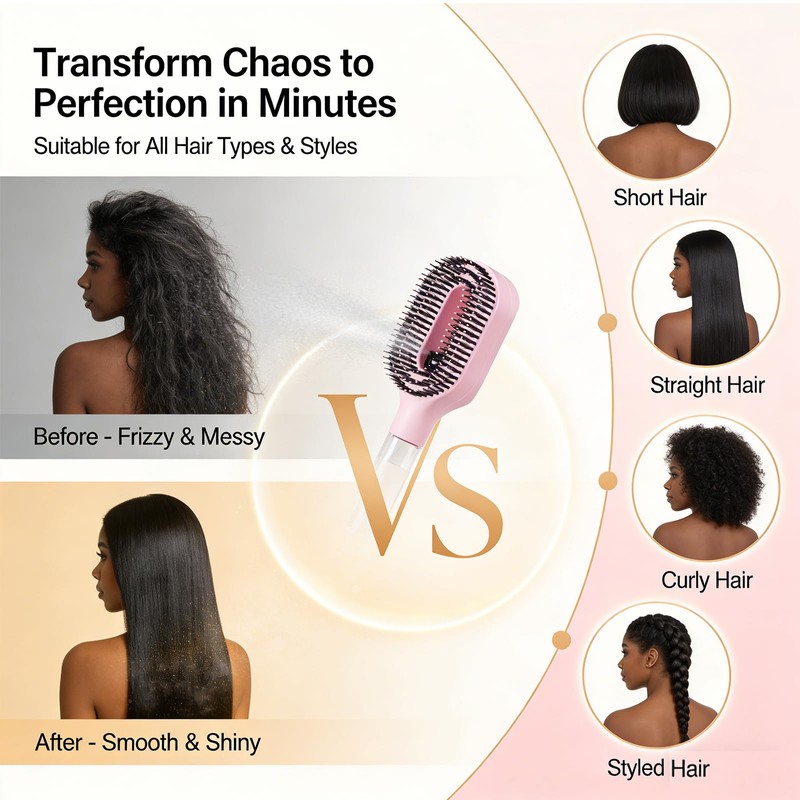 2-in-1 Detangler Brush, Hair Brush with Water Spray