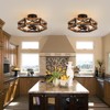3-Light Rustic Farmhouse Wood Flush Mount Ceiling Light Fixture Oak