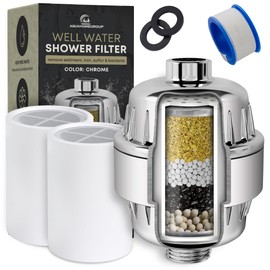 AquaHomeGroup Well Water Shower Filter | Deep Purification for Hard Water | Advanced 20-Stage Filtration for Healthier Skin and Hair | Easy Installation | Universal Fit