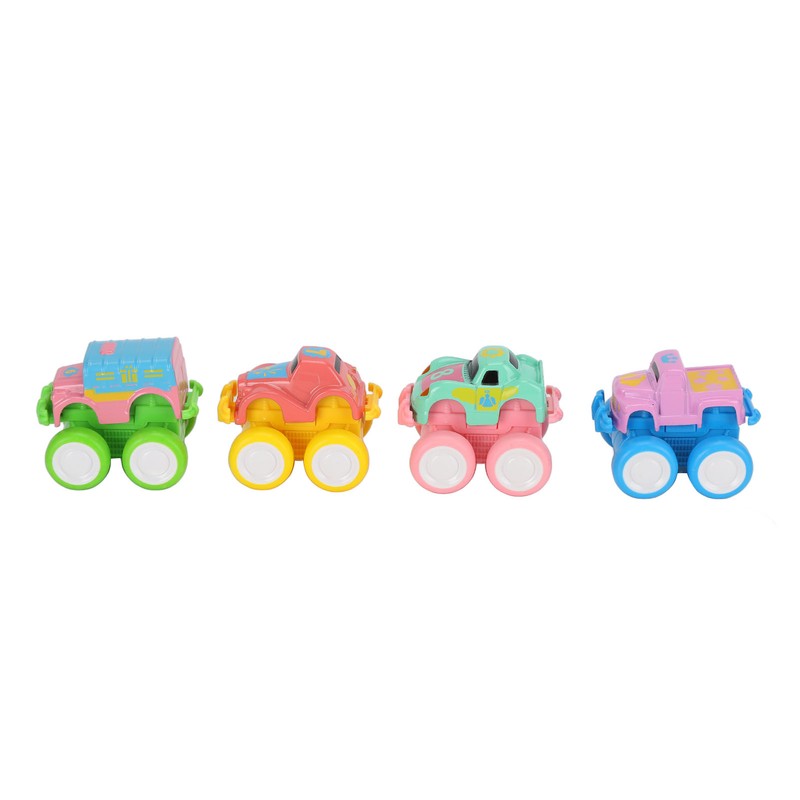 4pcs Pull Back Car Toys Cartoon Q Version Alloy Vehicle