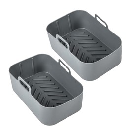 SOOFASGO Rectangular silicone air fryer liner,suitable for air fryers, microwave ovens, ovens, etc., used to keep the fryer clean and tidy, extend its service life(gray）