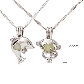 jupica Glow in the Dark Necklace, Luminous, Glow in the Dark Pendant, Animal, 2 Piece Set, Dolphin, Monkey