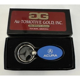 Auto Gold ACURA Keychain  & Keyring - Aluminum Metal Keychain Fob Blue Oval