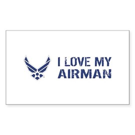 CafePress USAF: I Love My Airman Rectangle Bumper Sticker Car Decal
