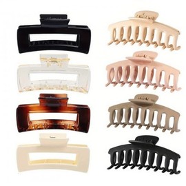 Pinzas Para Cabello Grandes Mujer 8 Pzs, Broches Antideslizantes Con Diseño Clásico Y Cuadrado, Sujeción Firme Para Cabello Largo Grueso Y Rizado