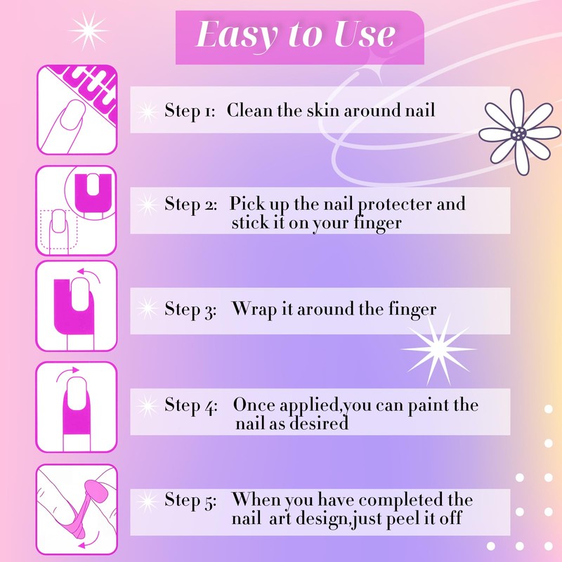 150 Pcs U Shape Nail Polish Protector Peel Off Tape,