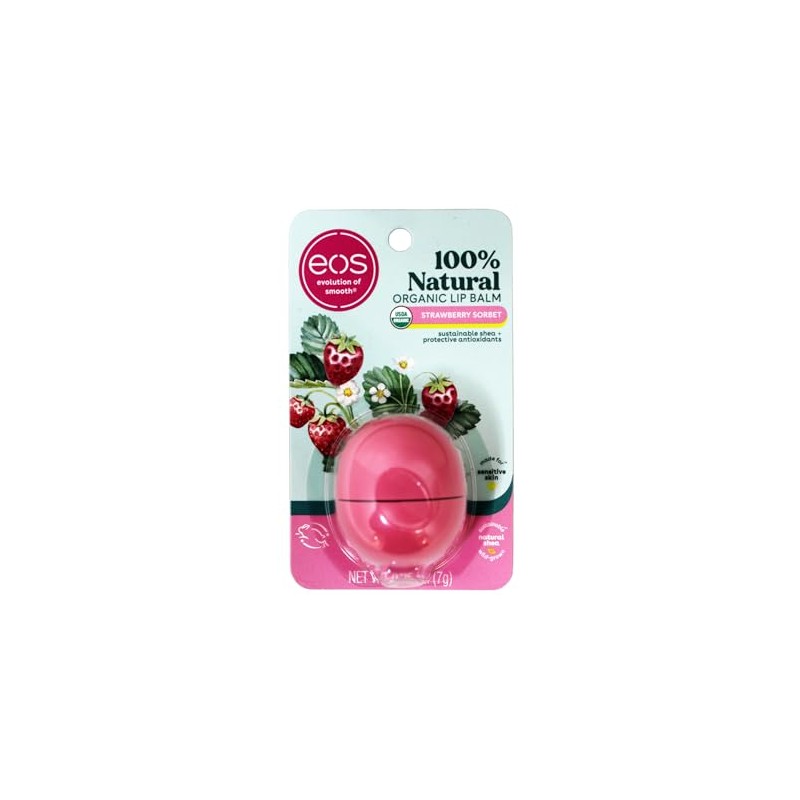 eos Smooth Lip Balm Sphere, Strawberry Sorbet 0.25 oz (Paquete