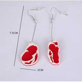 Funky Food Dangle Earrings for Women - Acrylic Red Meat Food Earrings Jewelry
