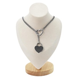 Hyacinthy Heart Slip Chain Necklace for Women O-Ring Punk Rock Long Chain Necklace Heart Locker with Key Choker Necklace Adjustable Gothic Cuban Lariat Y-Necklace Heart Necklace Jewelry for Women