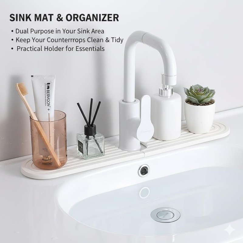 Faucet Mat for Kitchen Sink, Diatomite Stone Drying Sink Protectors,