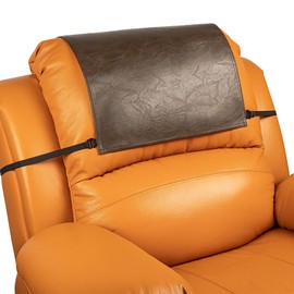 Xmntdo Recliner Headrest Protector-Non Slip Wear-Resistant Headrest Covers for Recliners with Elastic Straps and Nanogel,Chair Recliner for Furniture Slipcovers Home and Office,17x27 in(Brown)