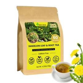 Dandelion Leaf & Root Tea bags, 100% Pure dandelion root tea - Natural Dandelion Herbal Tea for Liver & Kidney Health - Boost Immune System -Non-GMO -60 Teabags