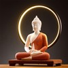 QINLANG 12 inch Red Buddha Statue and 15.74 inch LED
