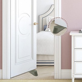 Door Stops, Anti-Skid, Durable, and Heavy Duty Rubber Door Stoppers - Large Door Stoppers in Grey and White - Ideal for All Types of Surfaces - Floor Safety Door Wedge (Grey, Pack of 2)