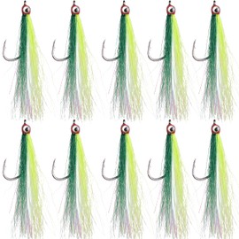 Bucktail Teasers Fishing Hook Fly Streamer Flies, Classic Clouser Minnow Fishing Flies Streamers Fly Fishing Lures for Trout Bass Saltwater Freshwater, Pack of 10