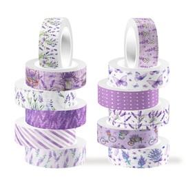 12 Rolls Lavender Washi Tape Purple Floral Decorative Tape Great for notebooks, planners, scrapbooking, packaging, craft DIY and more
