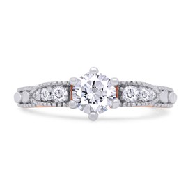 SAVEARTH DIAMONDS Vintage Style Ring, Center 5MM Round Cut Sparkling Cubic Zirconia Milgrain Solitaire Engagement Ring In 14k Rose Gold Over Sterling Silver Jewelry For Women Gifts For Her Size-8.5