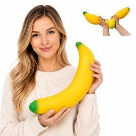 Giant Banana Squishy, Jumbo Big Banana Fruit Squishy, Slow Rising Soft Squeeze Stress Relief Squishyies for Adults, Office Desk & Home (Soft Filled)