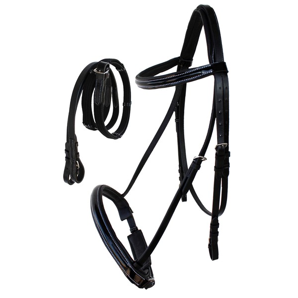 CHALLENGER Horse English Black All-Purpose Trail Pleasure Leather Bridle Reins 805EB03BK-F