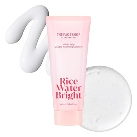 THE FACE SHOP Rice Water Bright Milk & Jelly Double Cleanser, 2-in-1 Makeup Remover & Face Wash, Hydrating, Moisturizing, Korean Skin Care, Vegan, 6.4 fl. oz